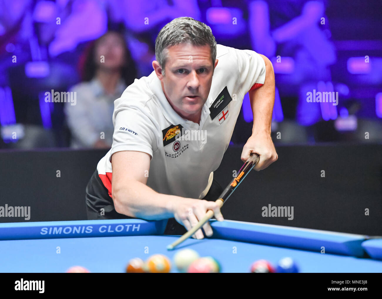 Shanghai, Chine. 16 mai, 2018. England's Mark Gray en action lors de la Coupe du monde 2018 : 1 piscine ronde - Angleterre contre l'Korean au gymnase (Luwan) Arena le mercredi, 16 mai 2018. SHANGHAI, CHINE. Credit : Taka Wu/Alamy Live News Banque D'Images