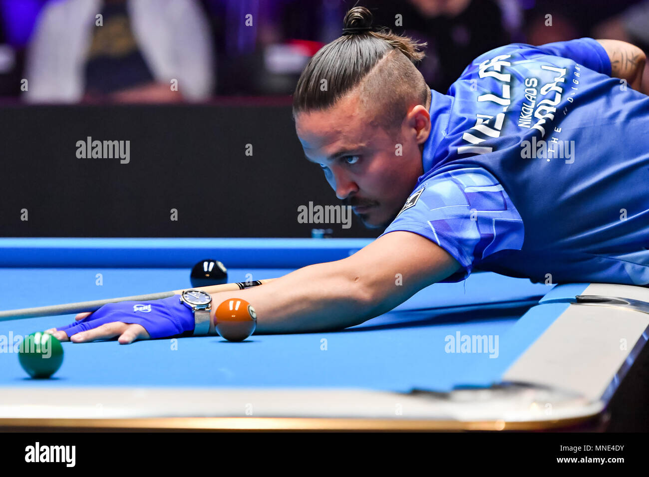 Shanghai, Chine. 16 mai, 2018. La Grèce est Nick Malaj pendant la coupe de monde de 2018 : 1 piscine ronde - Hong Kong contre la Grèce au gymnase (Luwan) Arena le mercredi, 16 mai 2018. SHANGHAI, CHINE. Credit : Crédit : Wu G Taka Taka Wu/Alamy Live News Banque D'Images