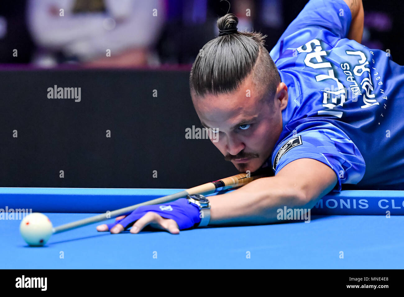 Shanghai, Chine. 16 mai, 2018. La Grèce est Nick Malaj pendant la coupe de monde de 2018 : 1 piscine ronde - Hong Kong contre la Grèce au gymnase (Luwan) Arena le mercredi, 16 mai 2018. SHANGHAI, CHINE. Credit : Crédit : Wu G Taka Taka Wu/Alamy Live News Banque D'Images