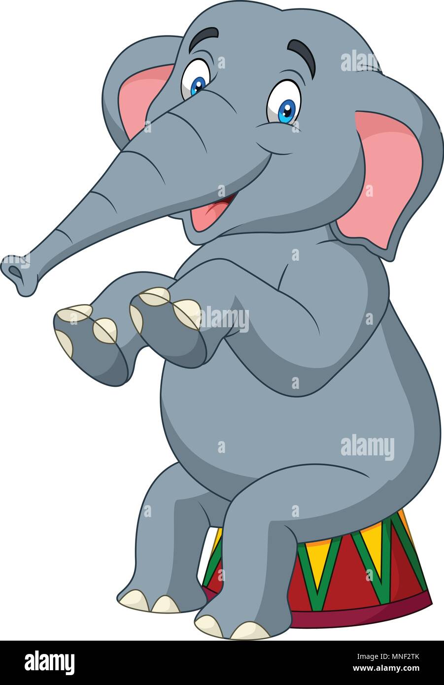 Cute Cartoon elephant assis Illustration de Vecteur