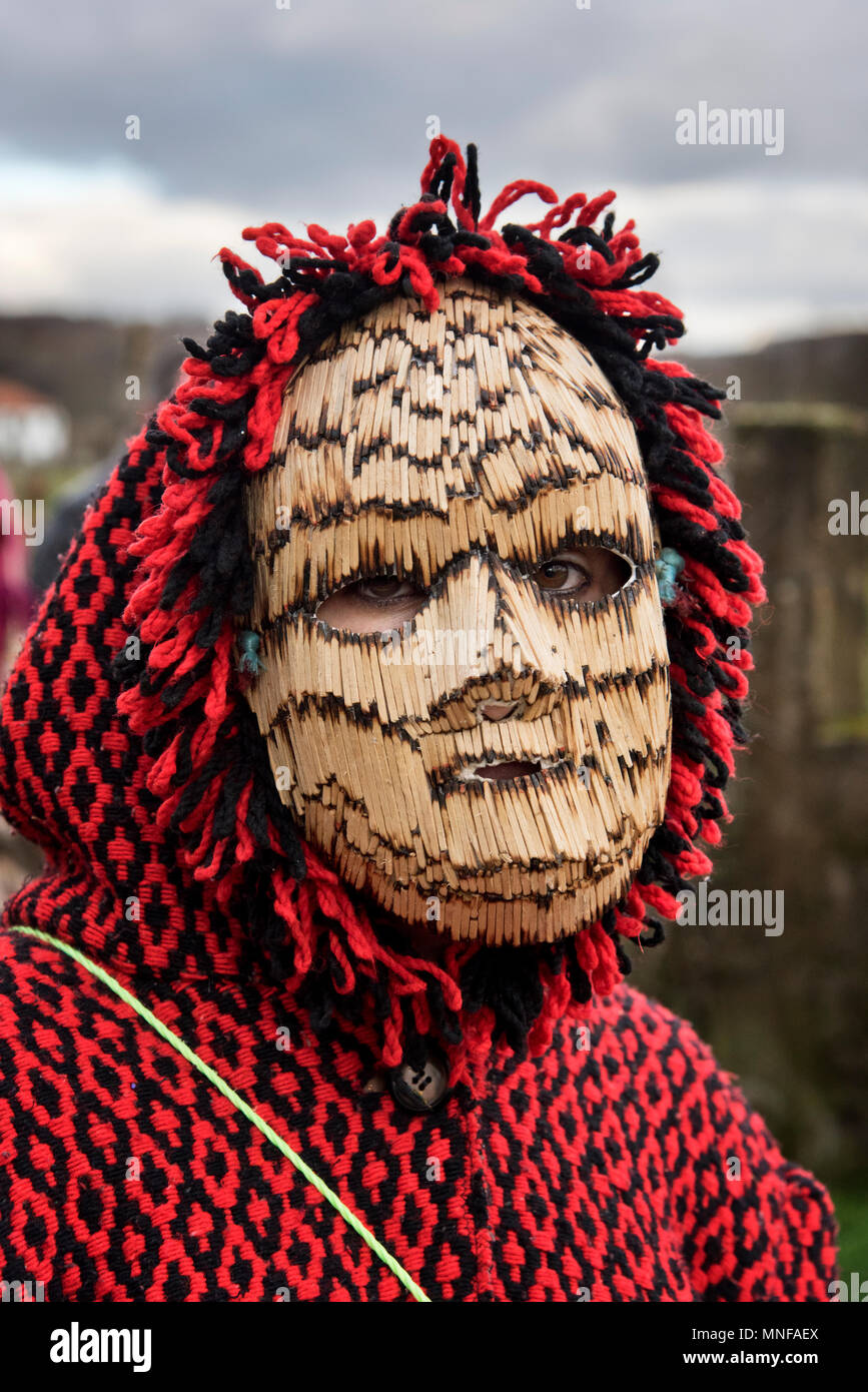 Masque d'allumettes utilisées lors du solstice d'hiver fête. Tras-os-Montes, Portugal Banque D'Images