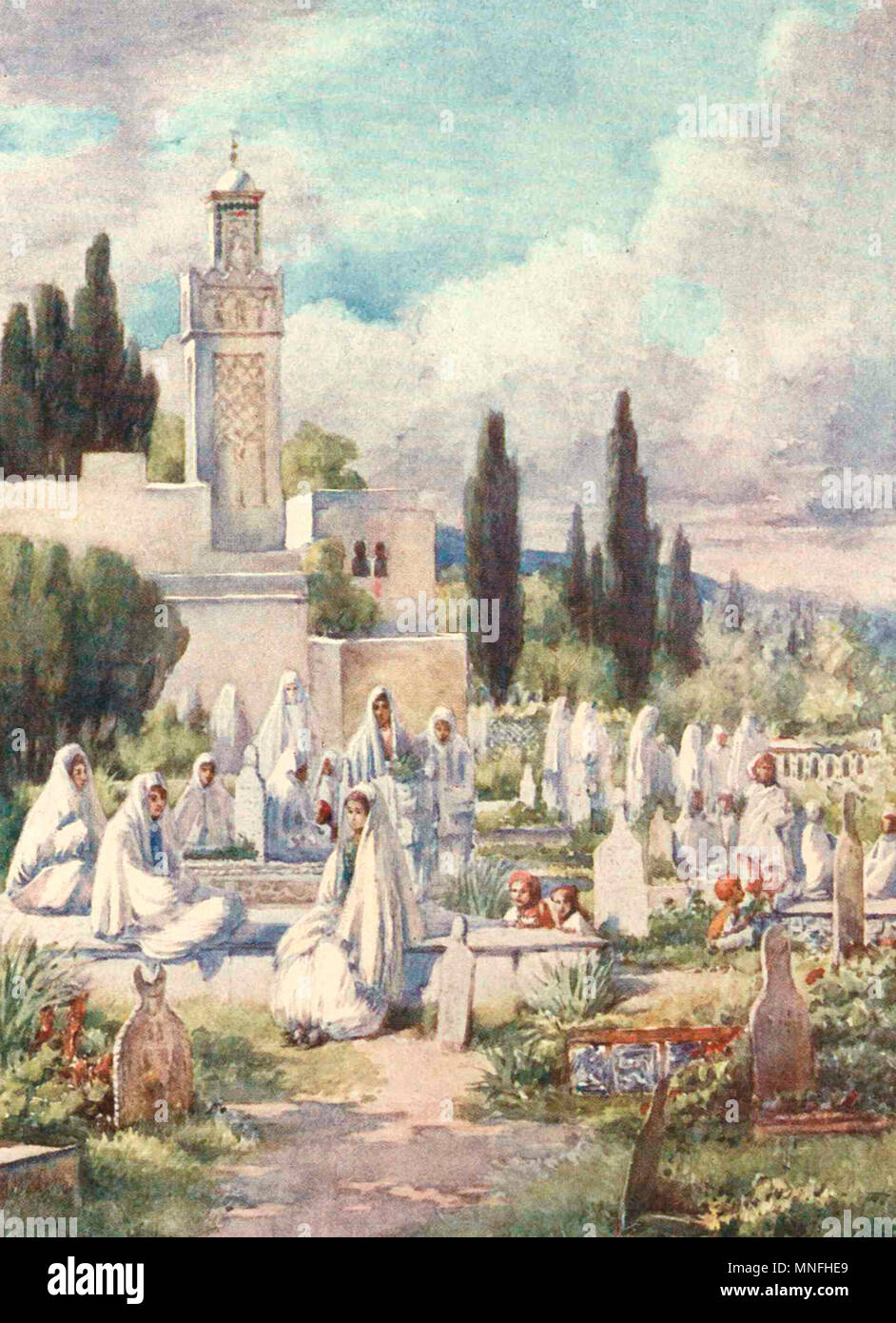 Vendredi au cimetière, Alger, Algérie, circa 1906 Banque D'Images