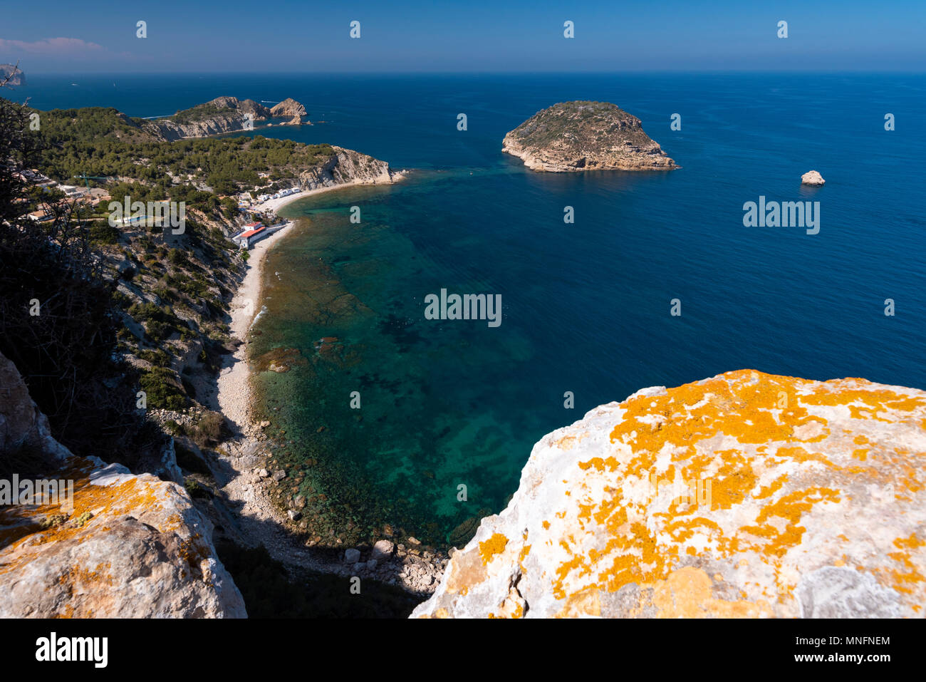 Cala Portixol, Javea, Alicante province, Costa Blanca, Espagne Banque D'Images