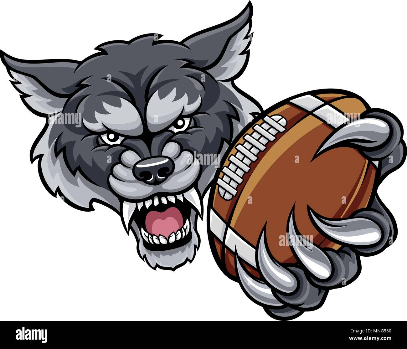 Football américain loup Mascot Illustration de Vecteur