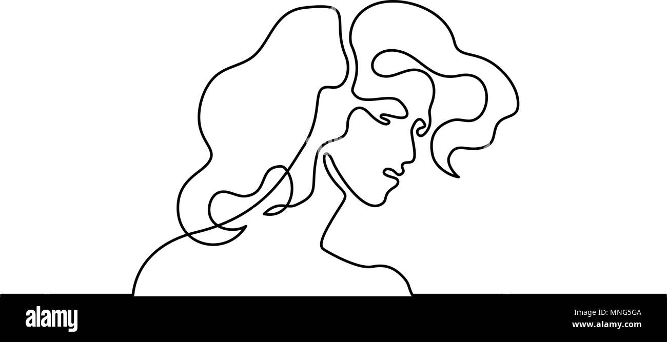Résumé Portrait de femme logo Illustration de Vecteur