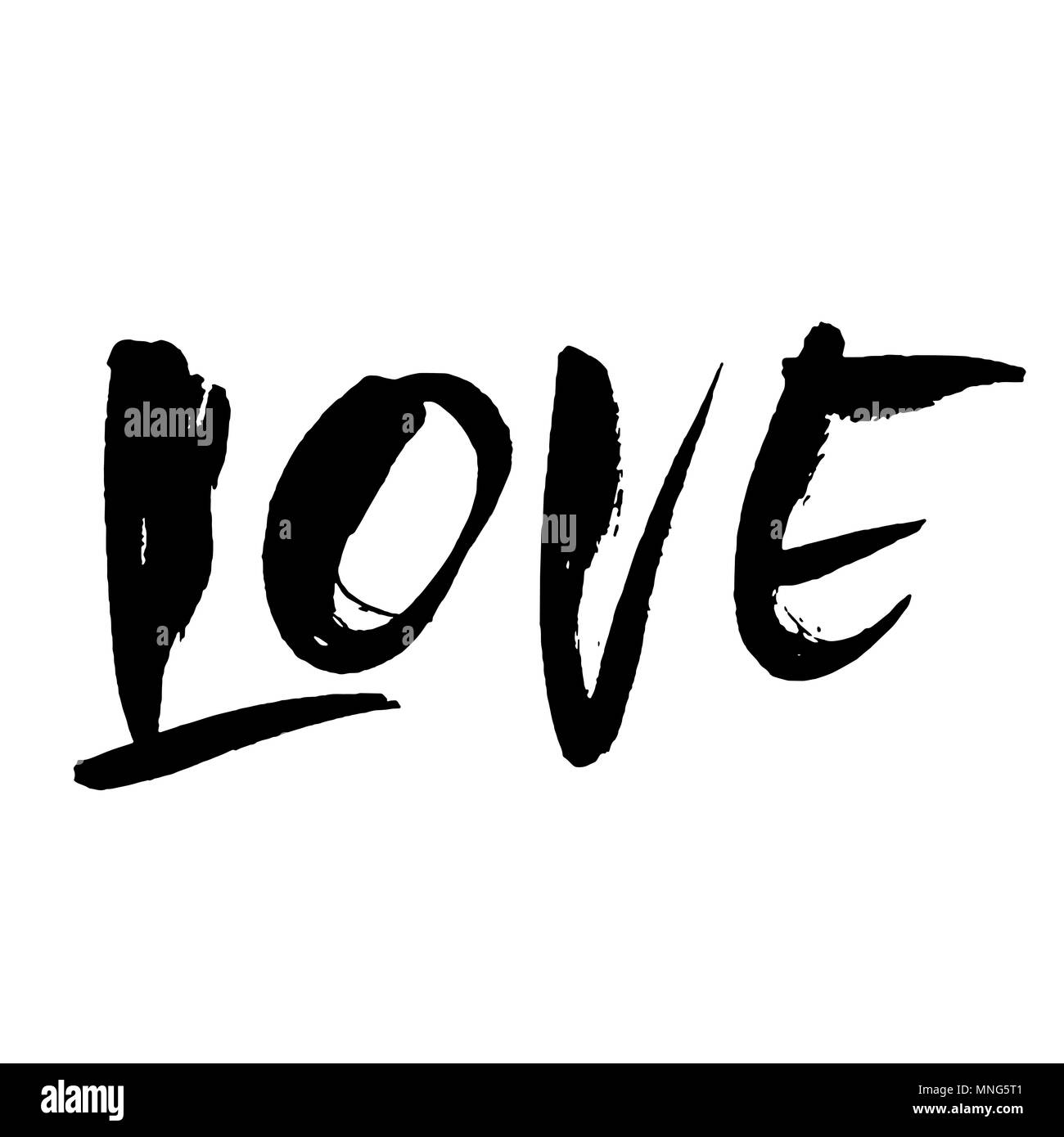 L'amour. La calligraphie au pinceau sec moderne. Phrase manuscrite isolé sur fond blanc pour la Saint-Valentin, mariage cartes, carte de l'affiche. Vector illustration. Illustration de Vecteur