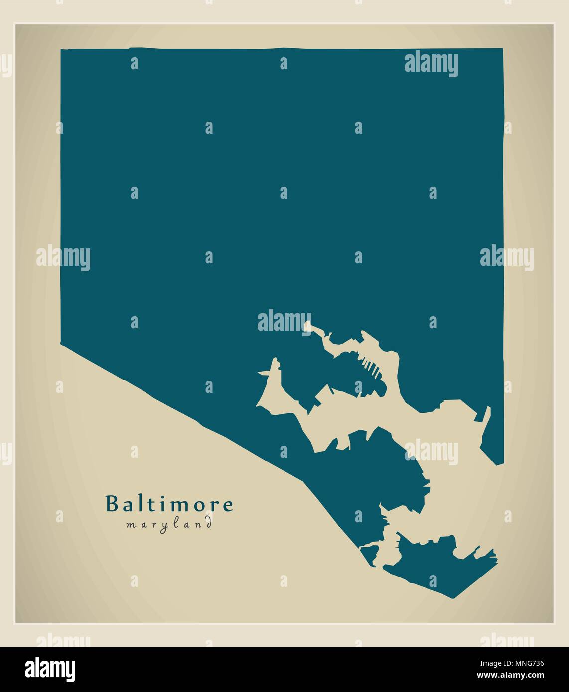 Plan de la ville moderne - Baltimore Maryland ville des USA Illustration de Vecteur