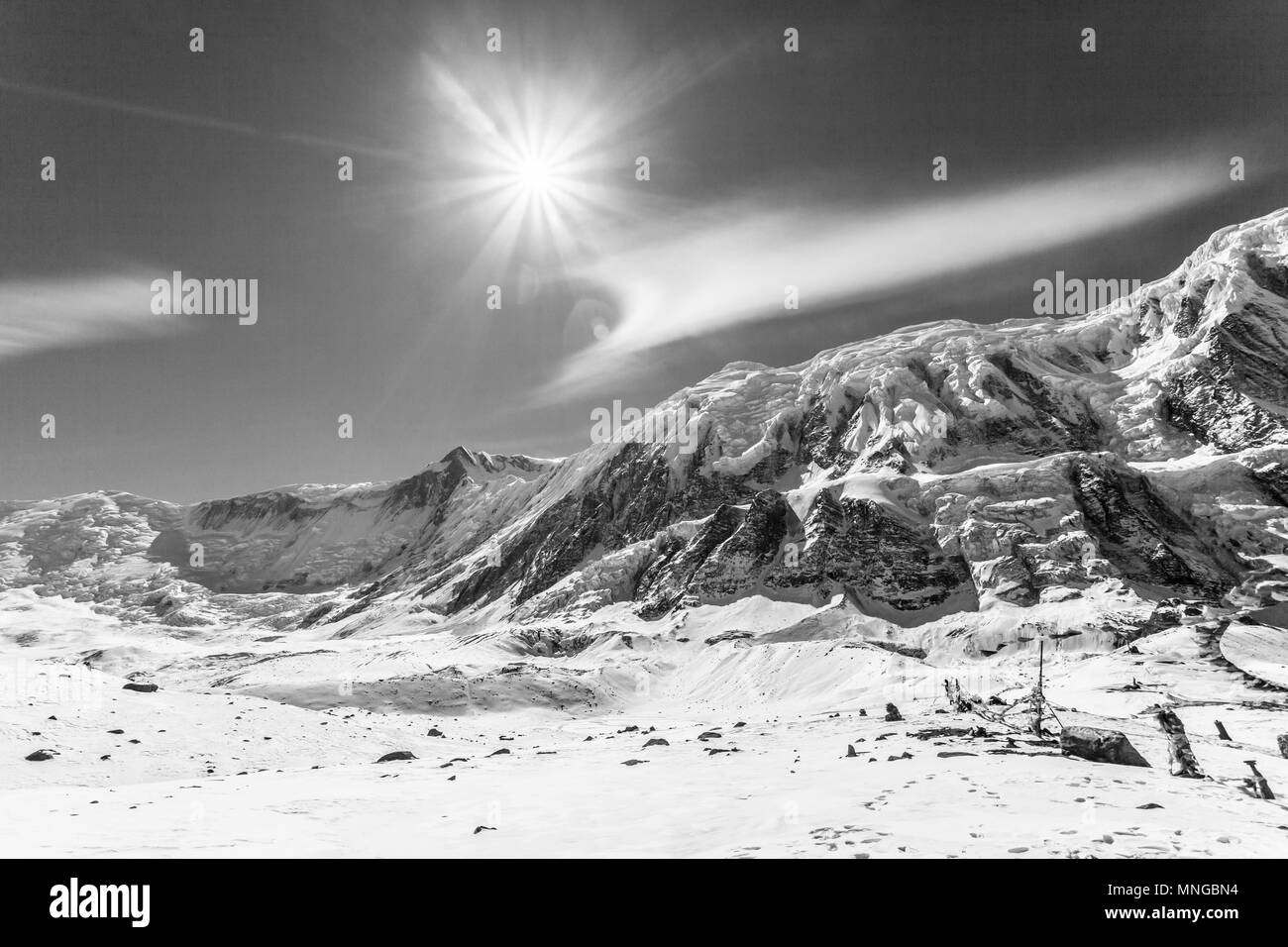 Himalaya Mountains près de lac Tilicho au Népal, de l'Annapurna Conservation Area Banque D'Images