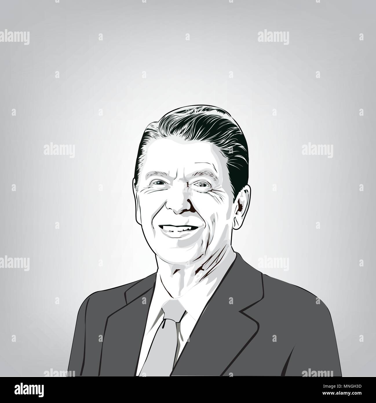Ronald Wilson Reagan(1911-2004), 40e président des États-Unis,image vecteur de Ronald Reagan. Illustration de Vecteur