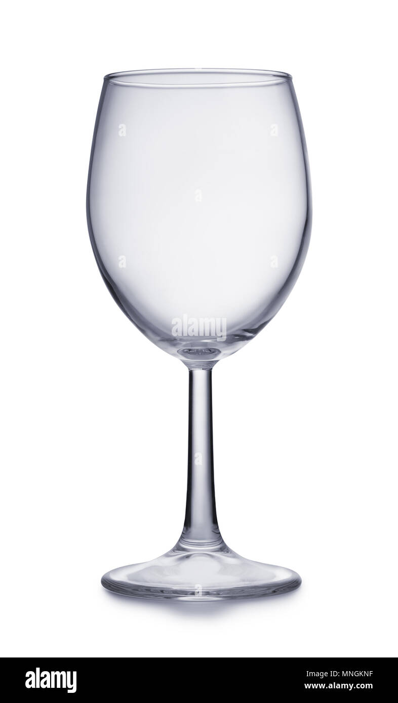 Vue avant du verre de vin vide isolated on white Banque D'Images