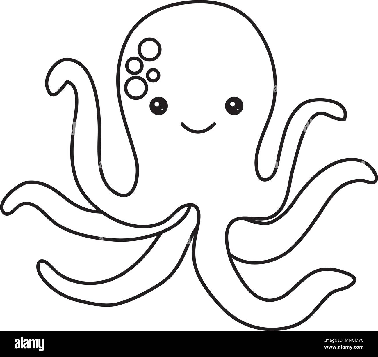 Octopus cute icône sur fond blanc, vector illustration Illustration de Vecteur