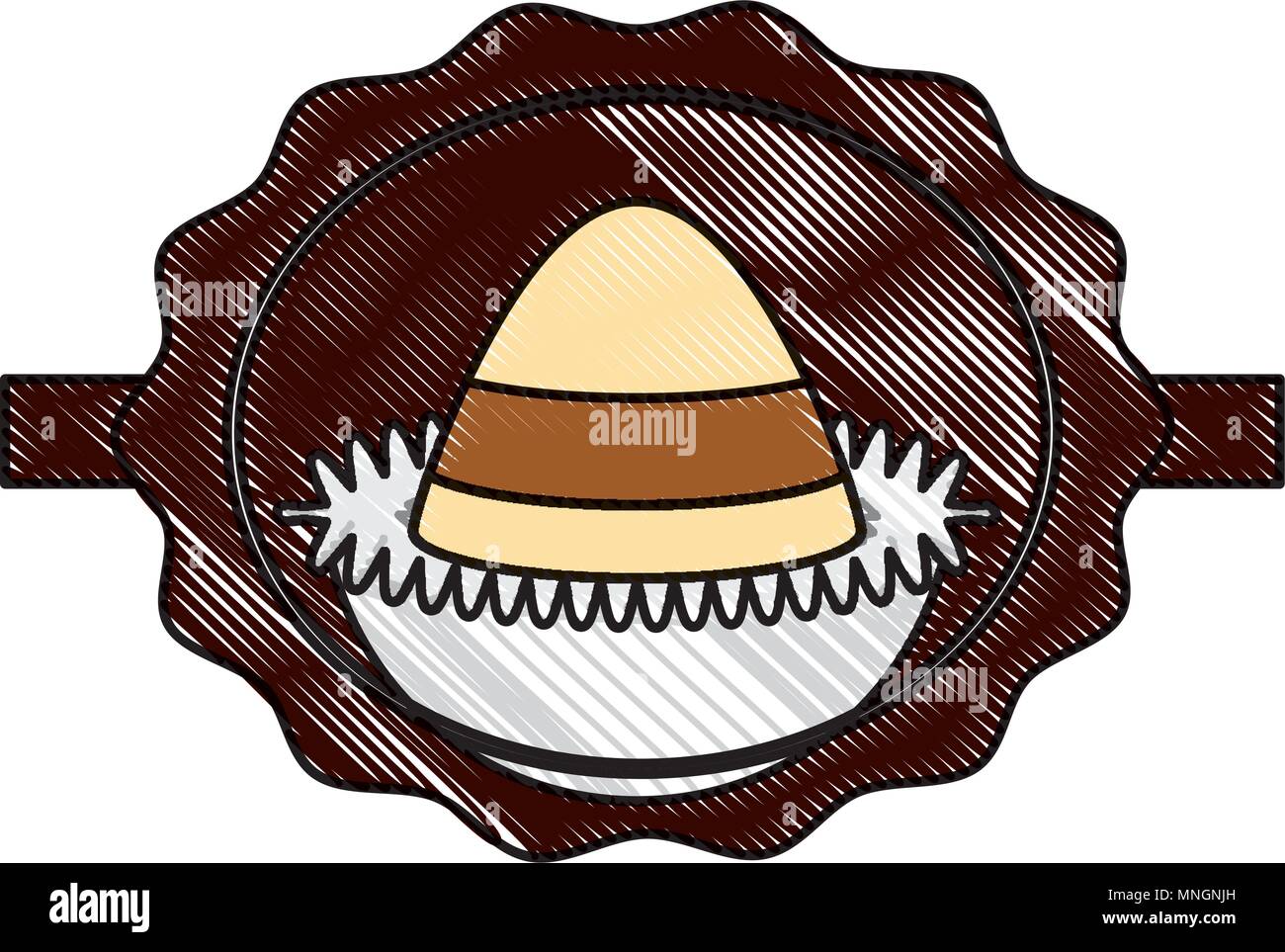 Truffe au chocolat sur le joint stamp sur fond blanc, design coloré. vector illustration Illustration de Vecteur