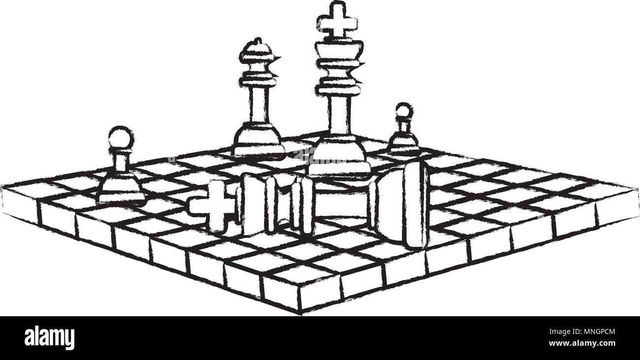 Croquis De L chiquier De Morceaux Et De Mat Sur Fond Blanc Vector croquis-de-l-chiquier-de-morceaux-et-de-mat-sur-fond-blanc-vector