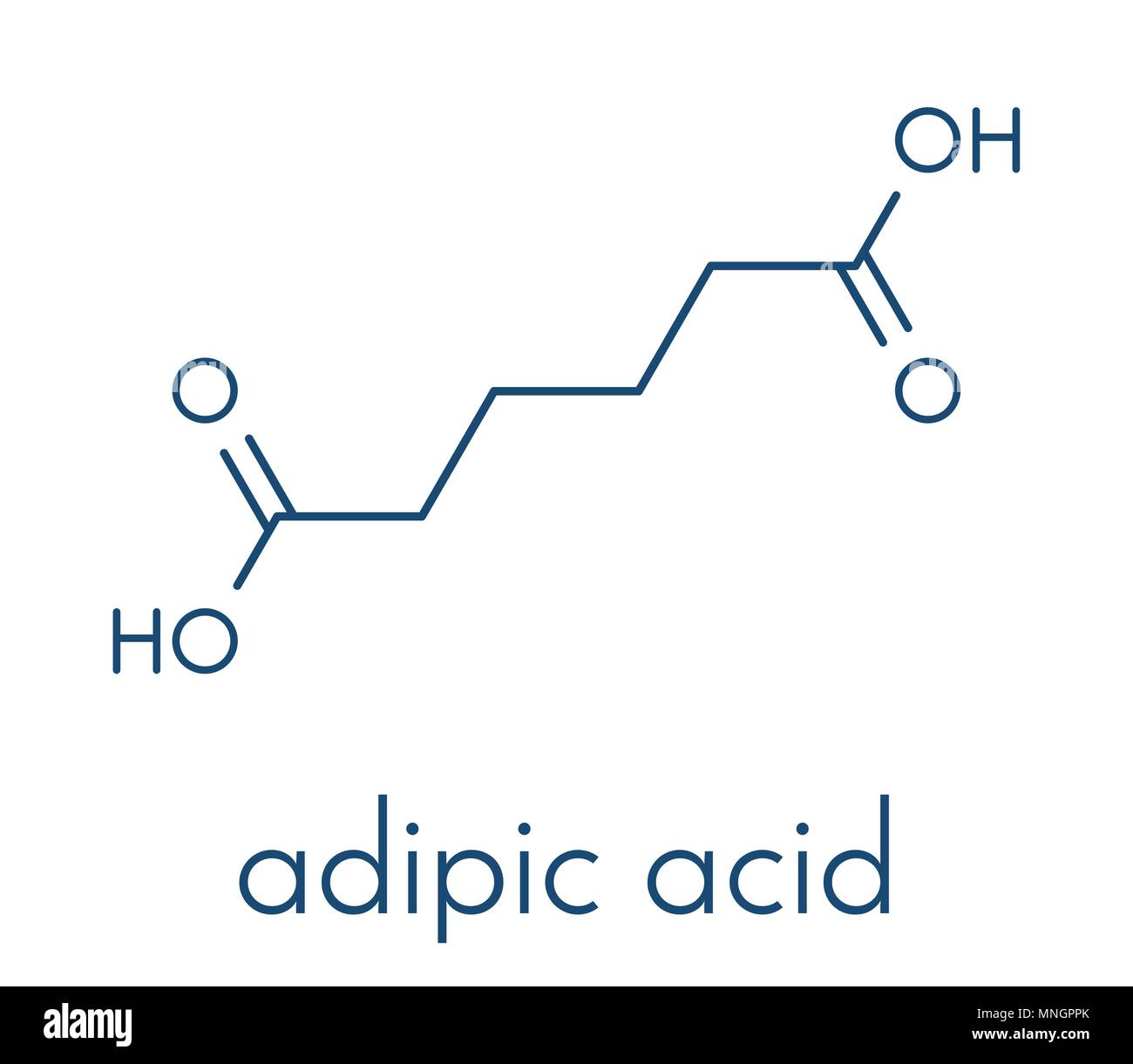 L'acide adipique, nylon (polyamide) building block. Formule topologique. Illustration de Vecteur