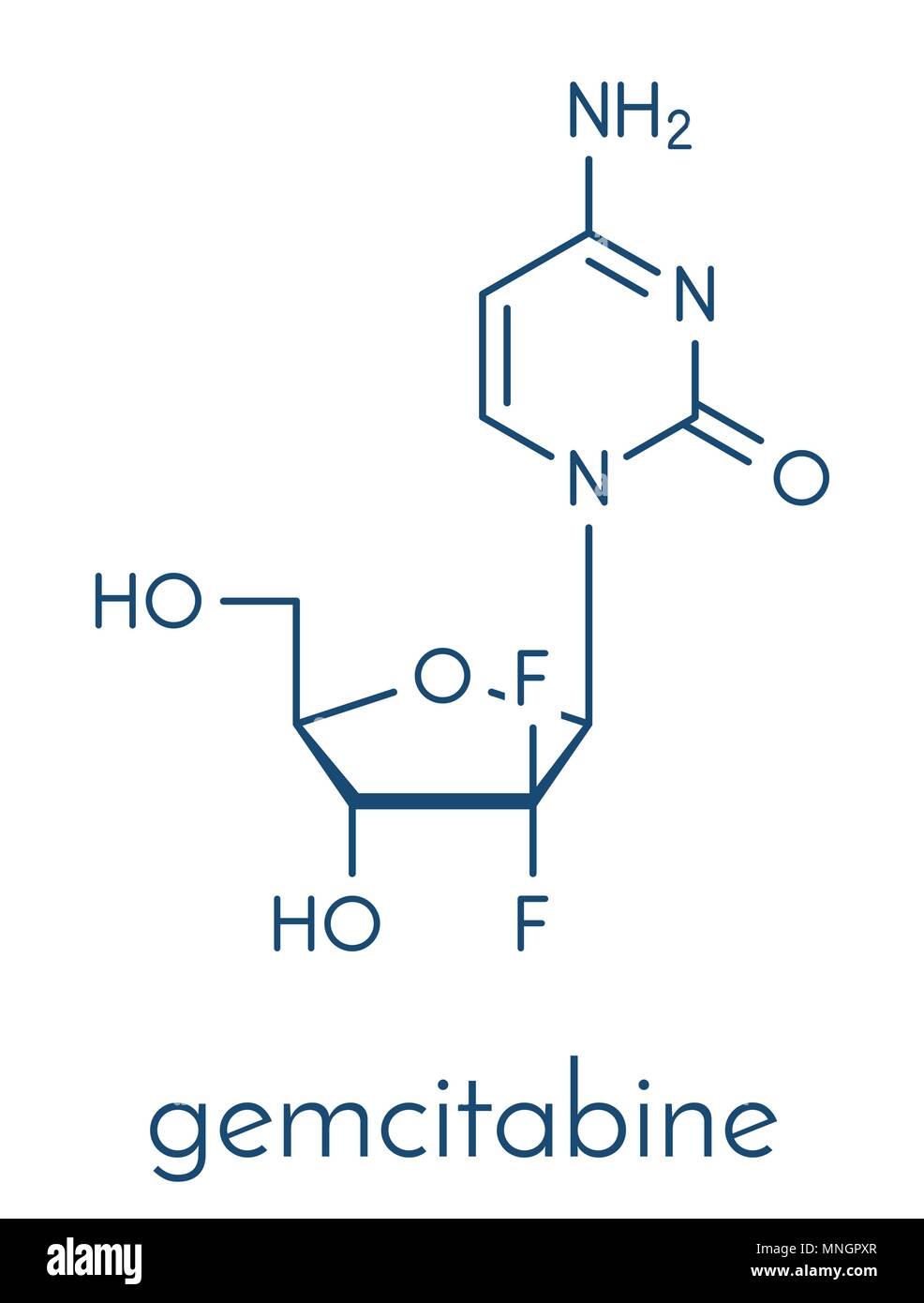 La chimiothérapie Gemcitabine molécule pharmaceutique. Formule topologique. Illustration de Vecteur