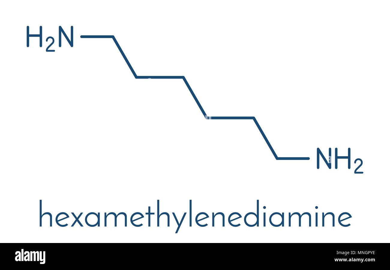 Hexaméthylènediamine, nylon (polyamide) building block. Formule topologique. Illustration de Vecteur