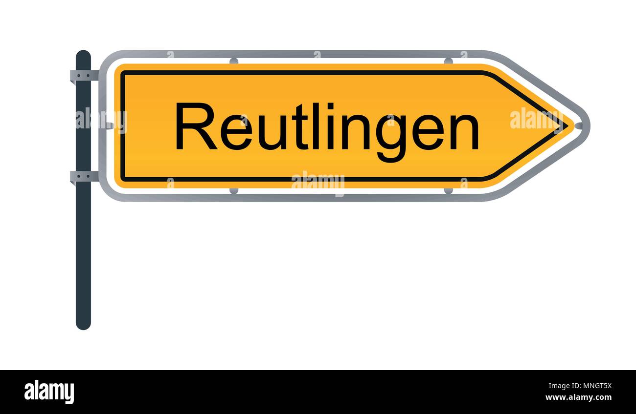 La ville de Reutlingen allemand jaune street sign illustration isolé sur fond blanc Illustration de Vecteur