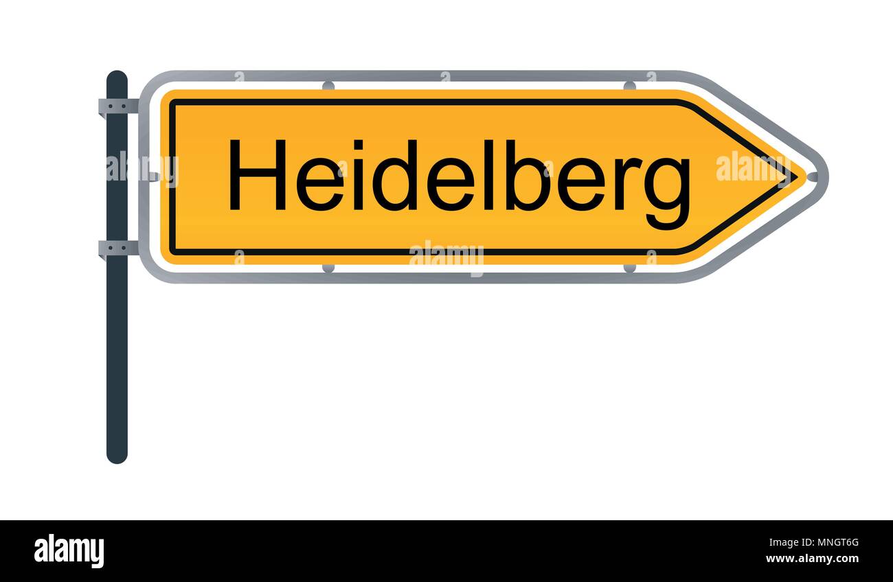 La ville de Heidelberg allemand jaune street sign illustration isolé sur fond blanc Illustration de Vecteur