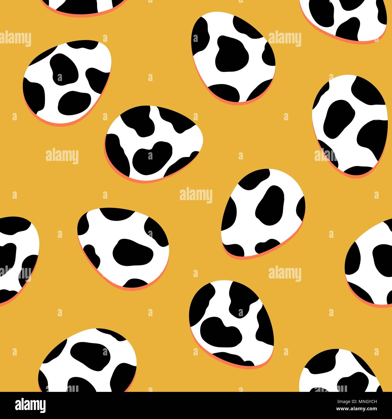 Texture stylisé avec des taches noires sur un des oeufs. Fond drôle inhabituelle pour une décoration ou une toile de fond. Illustration de Vecteur