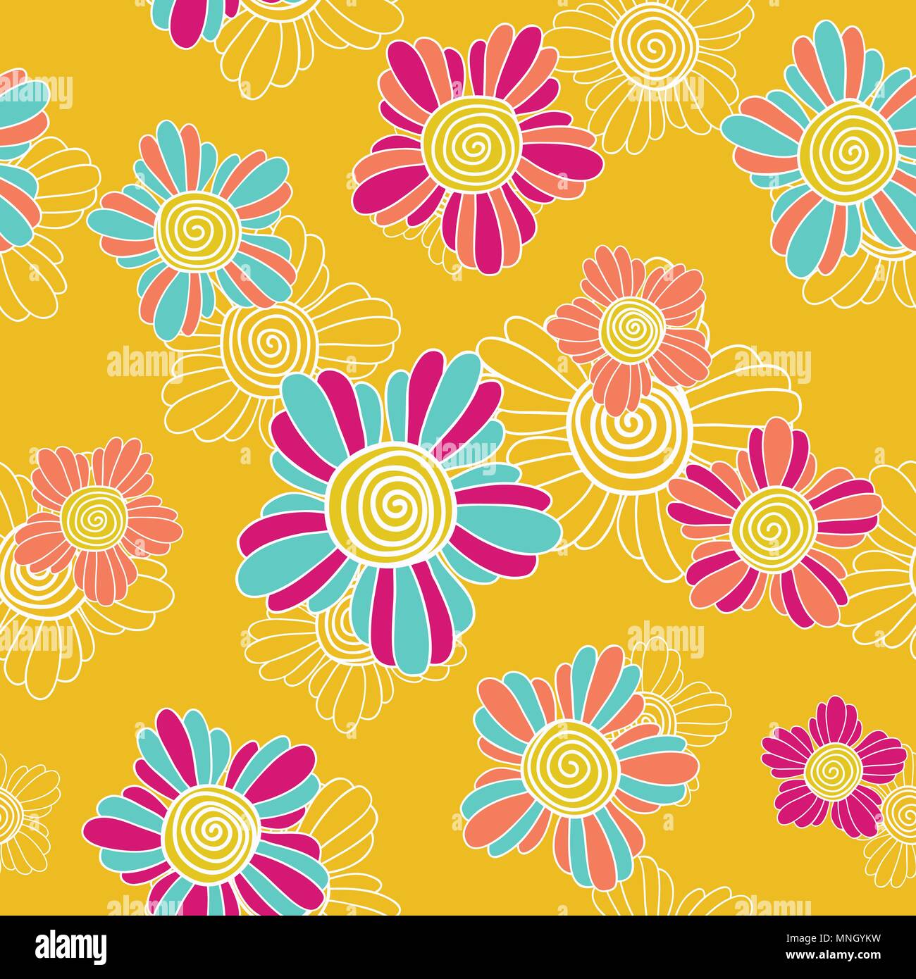 Et le contraste lumineux illustration floral avec de magnifiques fleurs de turbulences. Floral background simple pour la décoration ou toile de fond. Illustration de Vecteur