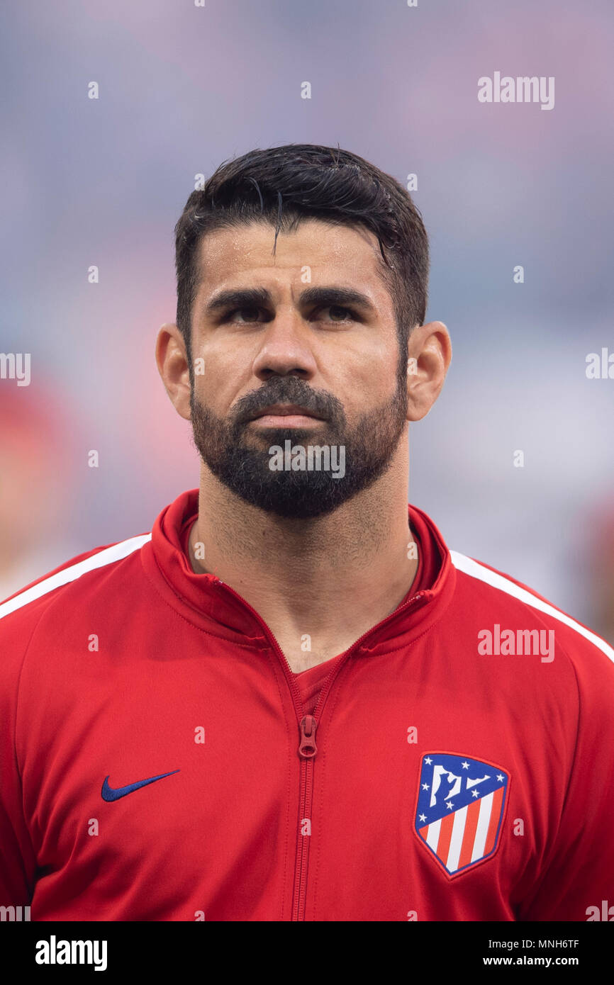 Diego da Silva Costa, de l'Atletico de Madrid au cours de l'UEFA Europa League' 'final, match entre l'Olympique de Marseille 0-3 Atletico de Madrid à Stade de Lyon le 16 mai 2018 à Lyon, France. Credit : Maurizio Borsari/AFLO/Alamy Live News Banque D'Images