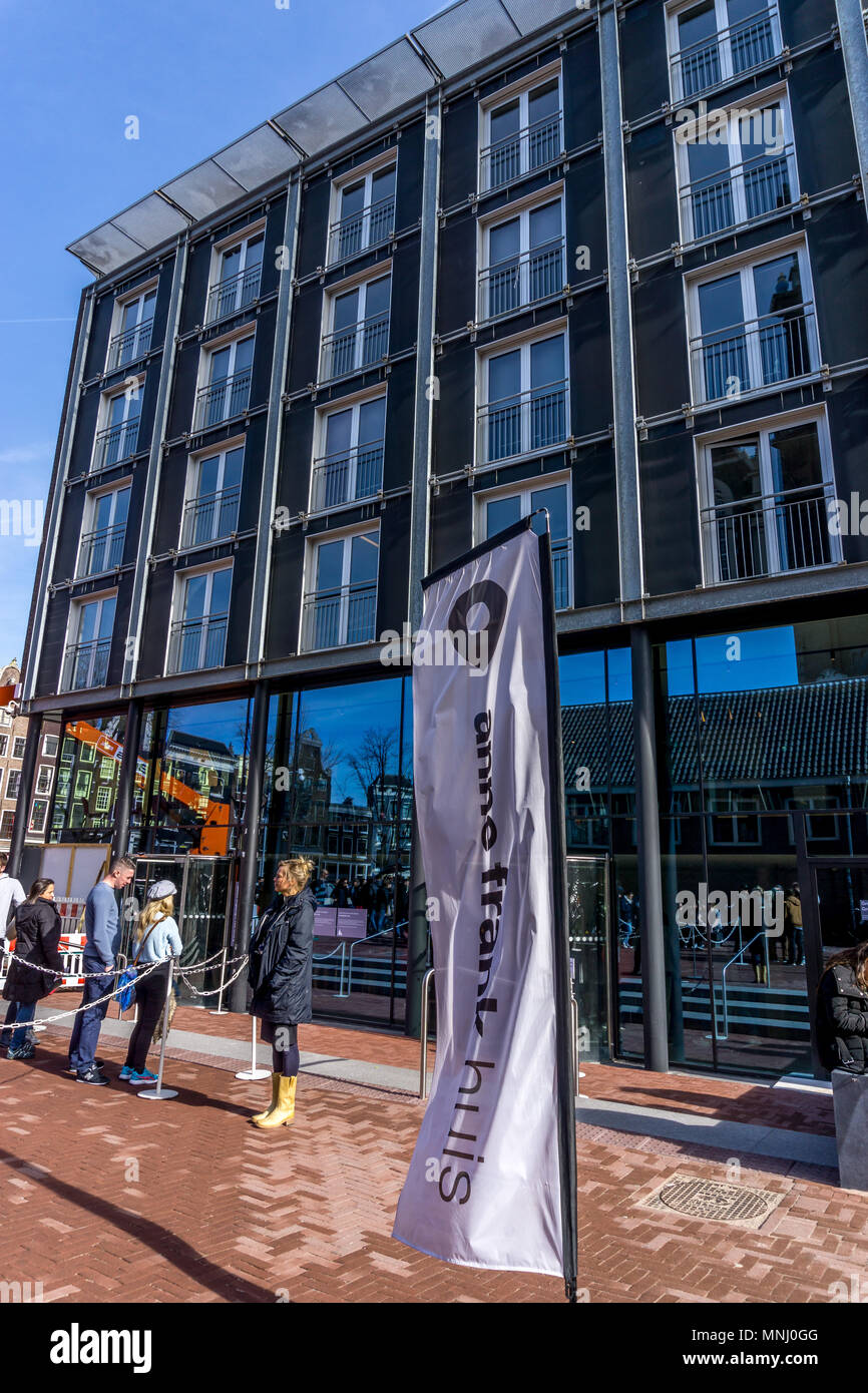 Anne Frank Huis, House et Musée sur le Canal Prinsengracht à Amsterdam, Pays-Bas, Europe. Banque D'Images