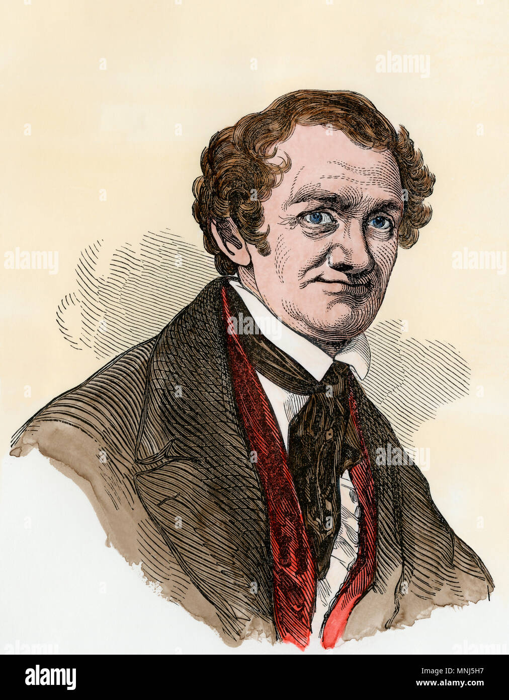 Portrait Barnum Phineas T., 1850. À la main, gravure sur bois, d'une illustration Banque D'Images