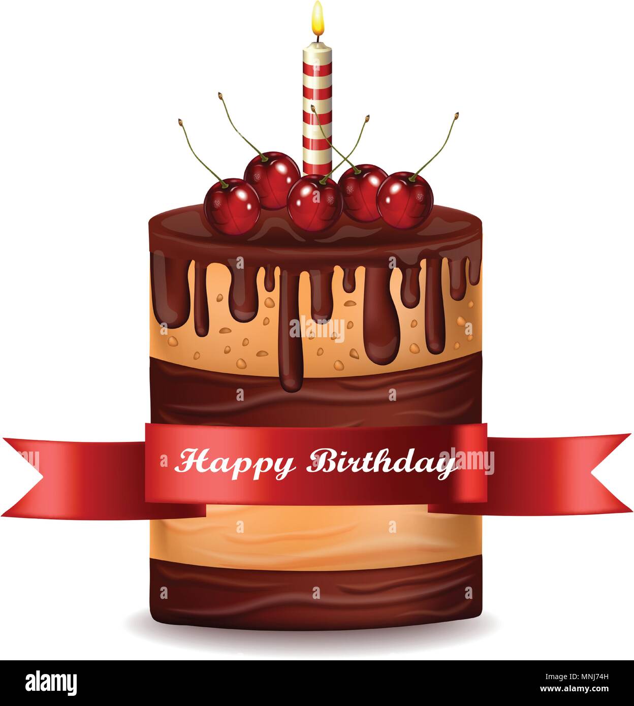 Joyeux Anniversaire M Cake Vecteur Gateau Au Chocolat Avec Cerises Sur Le Dessus Image Vectorielle Stock Alamy