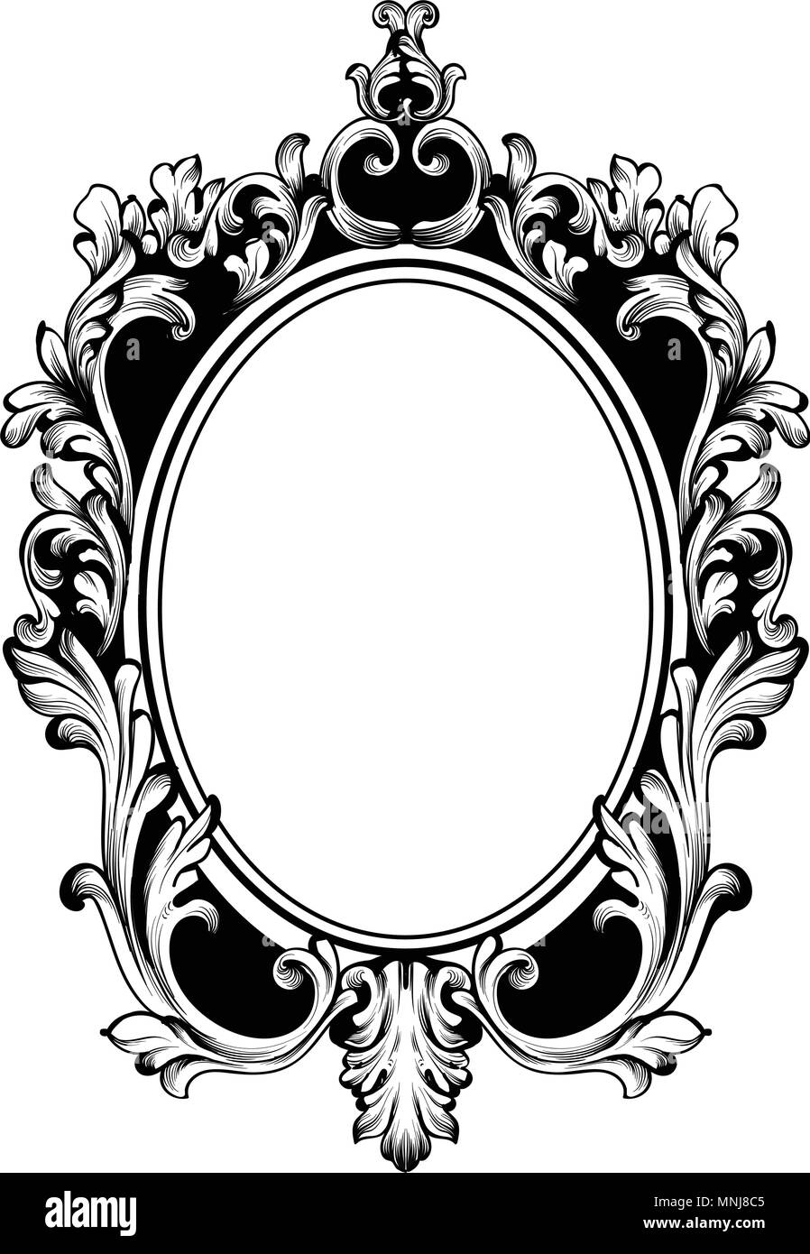 Décoration Vintage frame ronde vecteur. Miroir antique baroque orné  d'accessoire. Décoration enchevêtrées Image Vectorielle Stock - Alamy