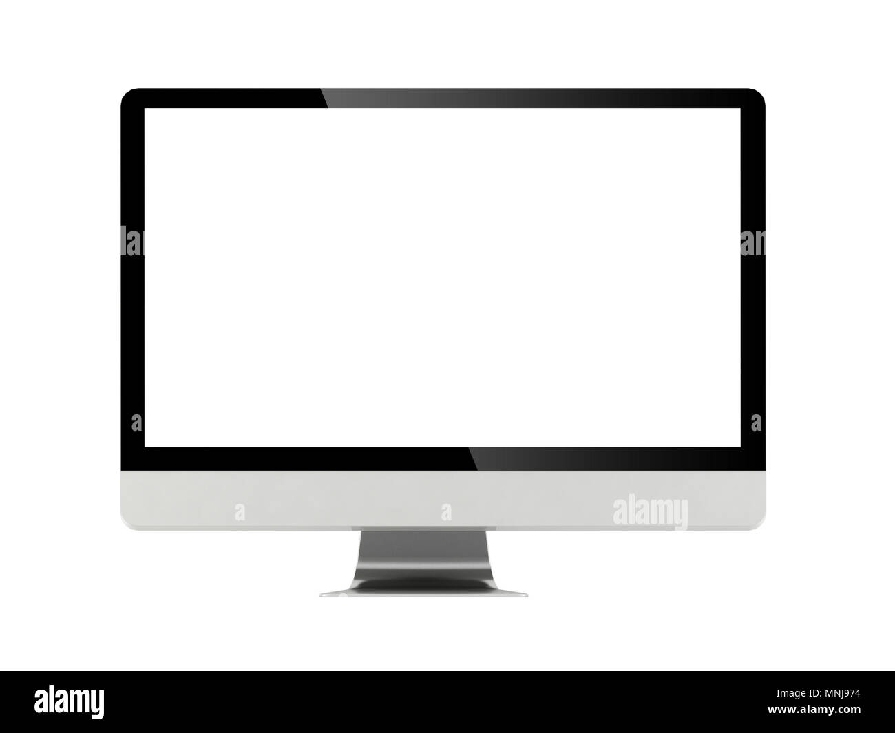Le moniteur de l'ordinateur avec écran d'affichage vide pour maquette isolé sur fond blanc Banque D'Images