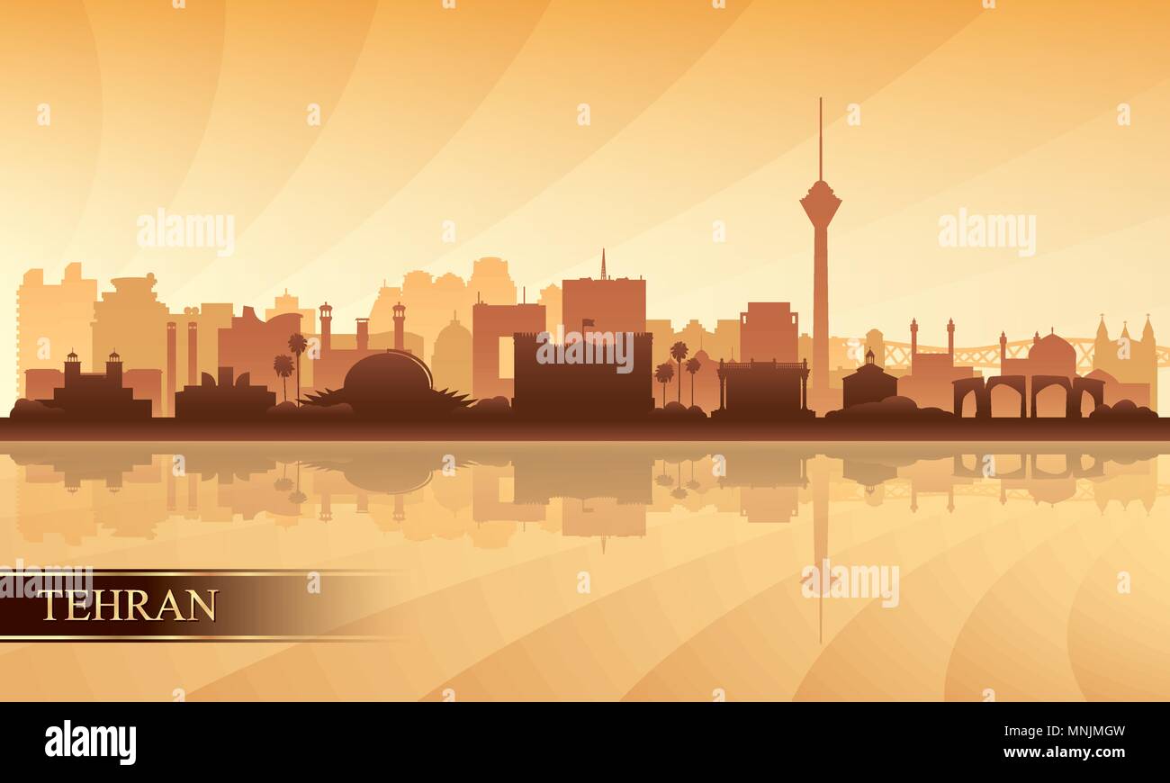 La ville de Téhéran, fond silhouette vector illustration Illustration de Vecteur
