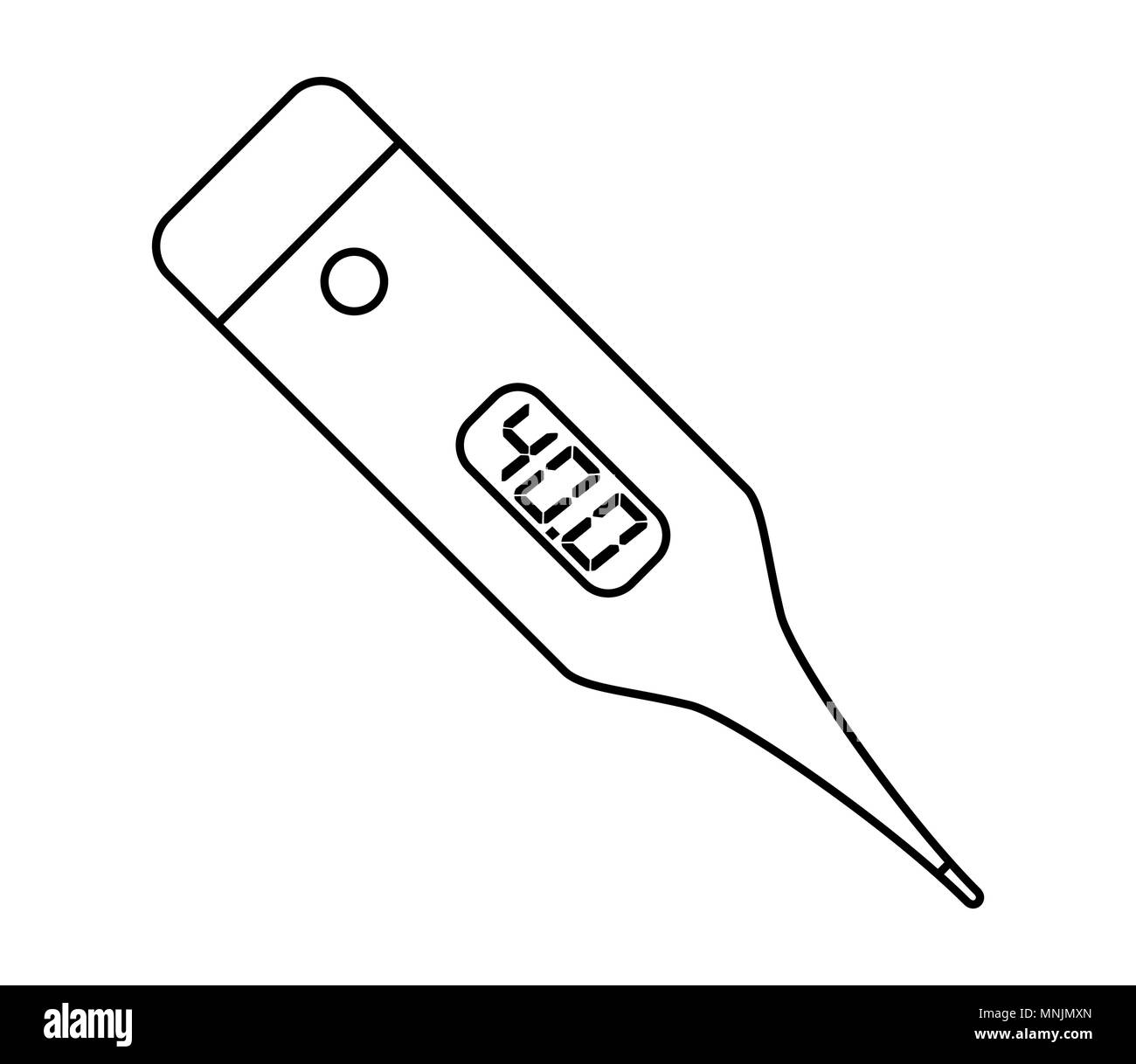 Thermomètre électronique conception contour isolé sur fond blanc Illustration de Vecteur Thermomètre électronique conception contour isolé sur fond blanc Illustration de Vecteur