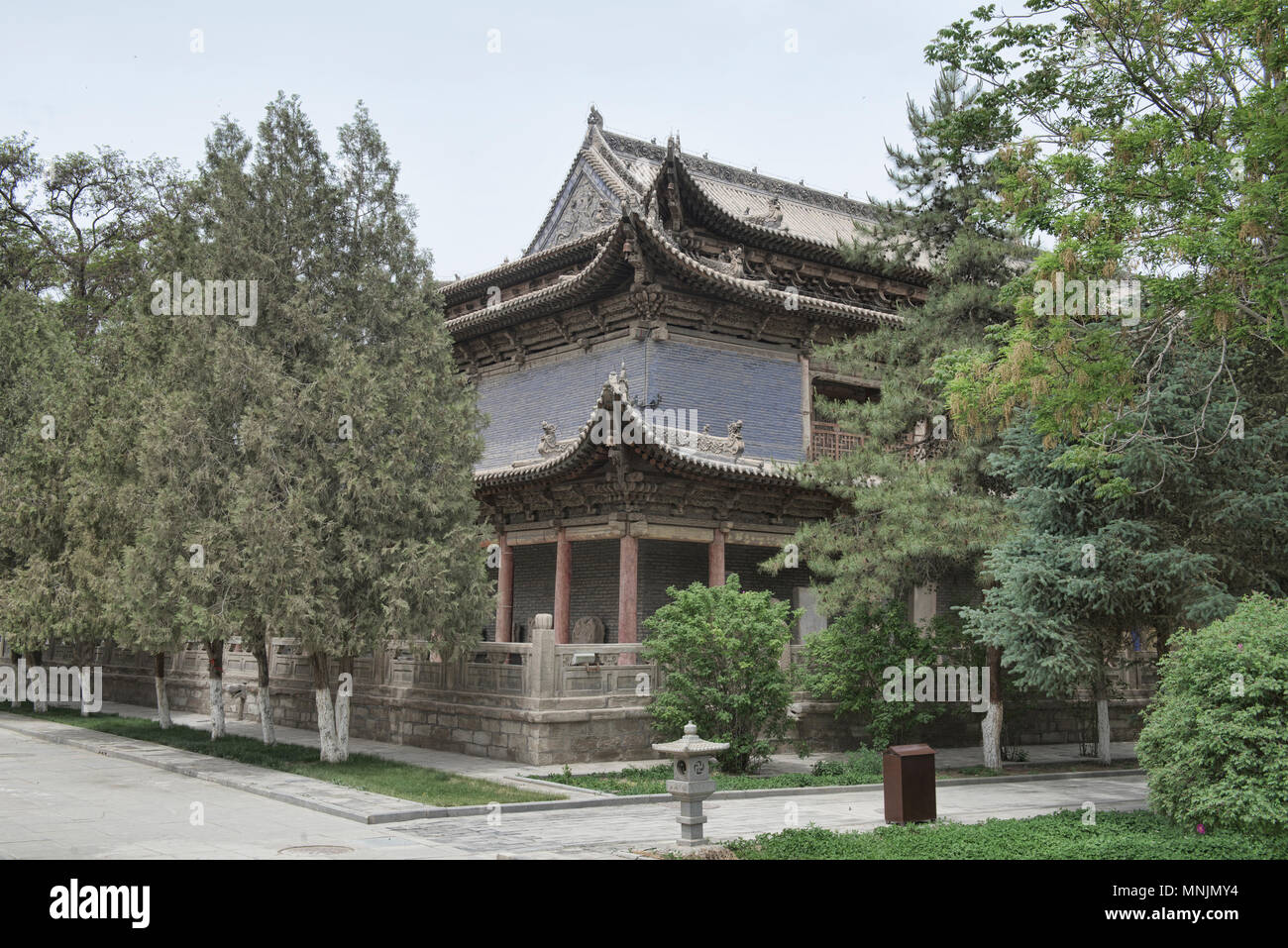 L'un des anciens bâtiments du temple Dafo (Grand Bouddha Temple), datant de 1100, Zhangye, Gansu, Chine Banque D'Images