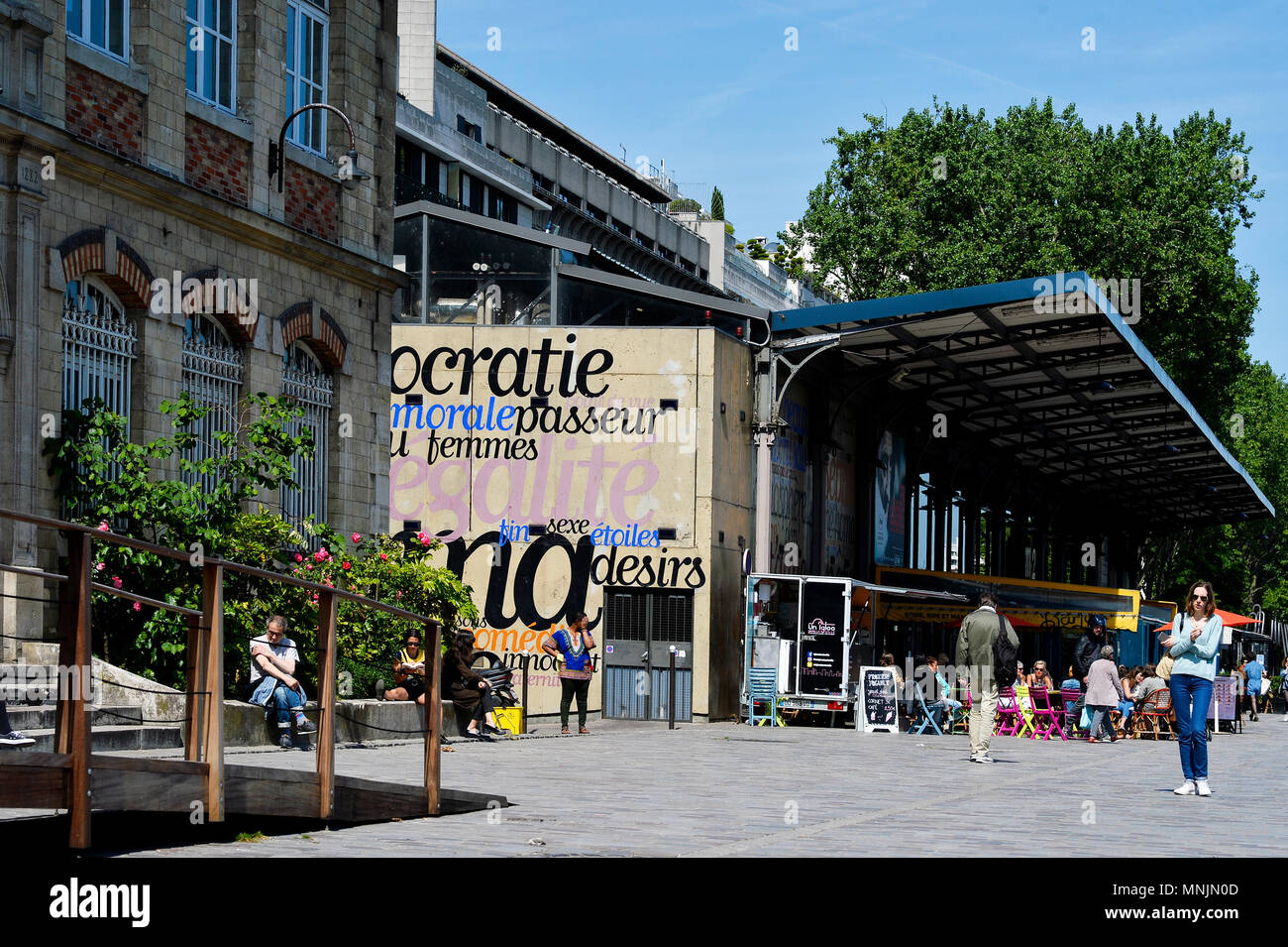 Le bassin de la Villette (Bassin de La Villette) est le plus grand lac artificiel de Paris - Paris 19ème - France Banque D'Images