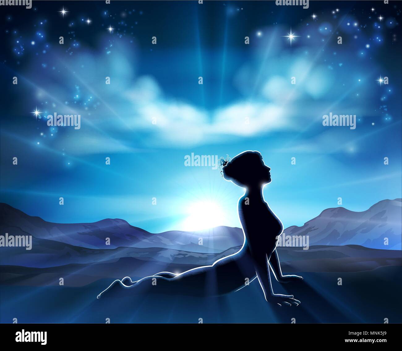 Pilates ou yoga pose Femme Silhouette Background Illustration de Vecteur