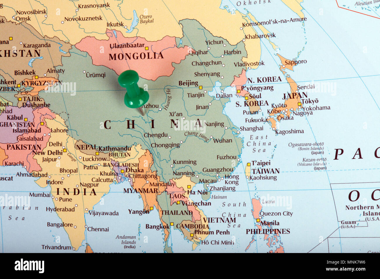 La Haye, Pays-Bas-Avril 9, 2016 : Carte de Chine avec épingle éditorial  d'illustration Photo Stock - Alamy