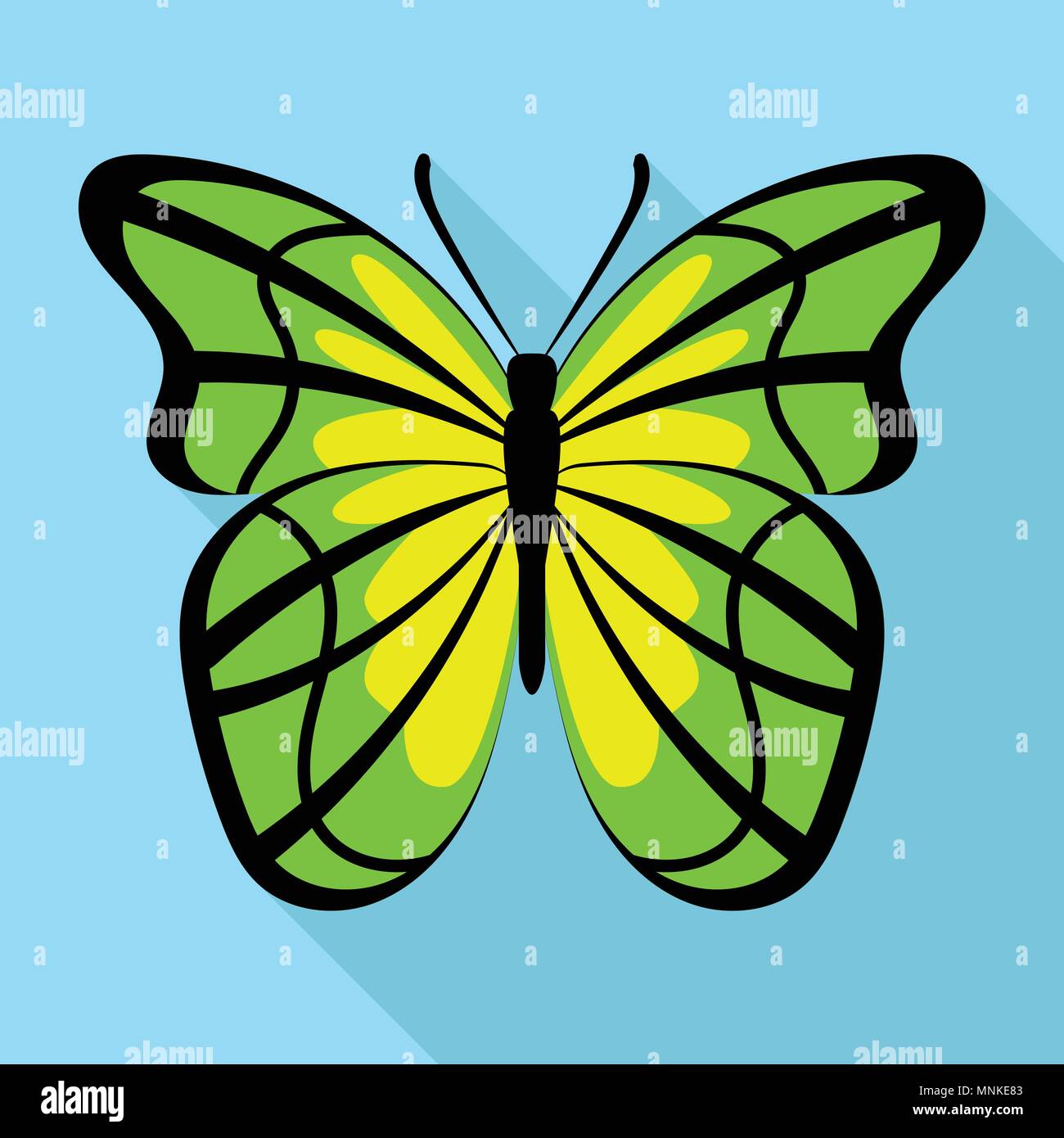 Papillon vert jaune, l'icône de style plat Illustration de Vecteur
