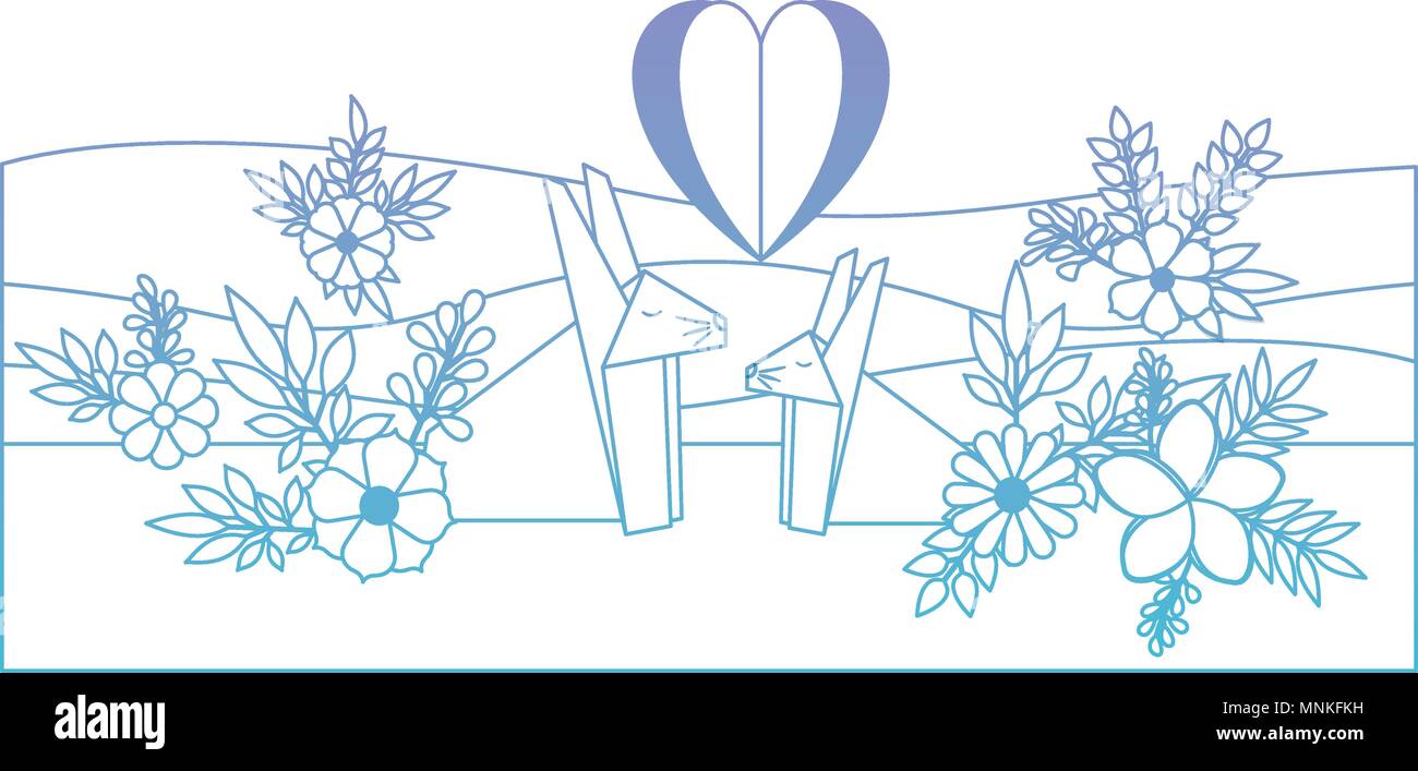Cute couple lapins origami papier dans le domaine Illustration de Vecteur