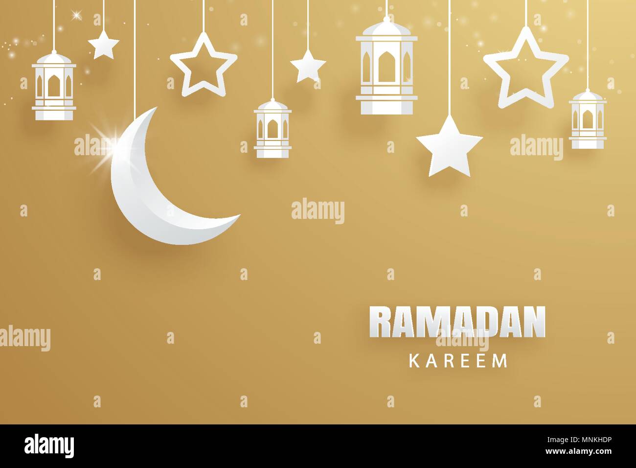 Ramadan Kareem Cartes De Vœux Art Fond D Or Eid Mubarak Lune Et Etoile Banner Illustration Design Utilisation Pour Flyer Islamique Affiche De La Brochure Image Vectorielle Stock Alamy