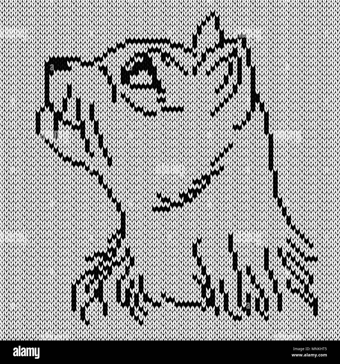 Contour d'un chat noir recherche, le tricot motif vecteur comme une texture de tissu Illustration de Vecteur