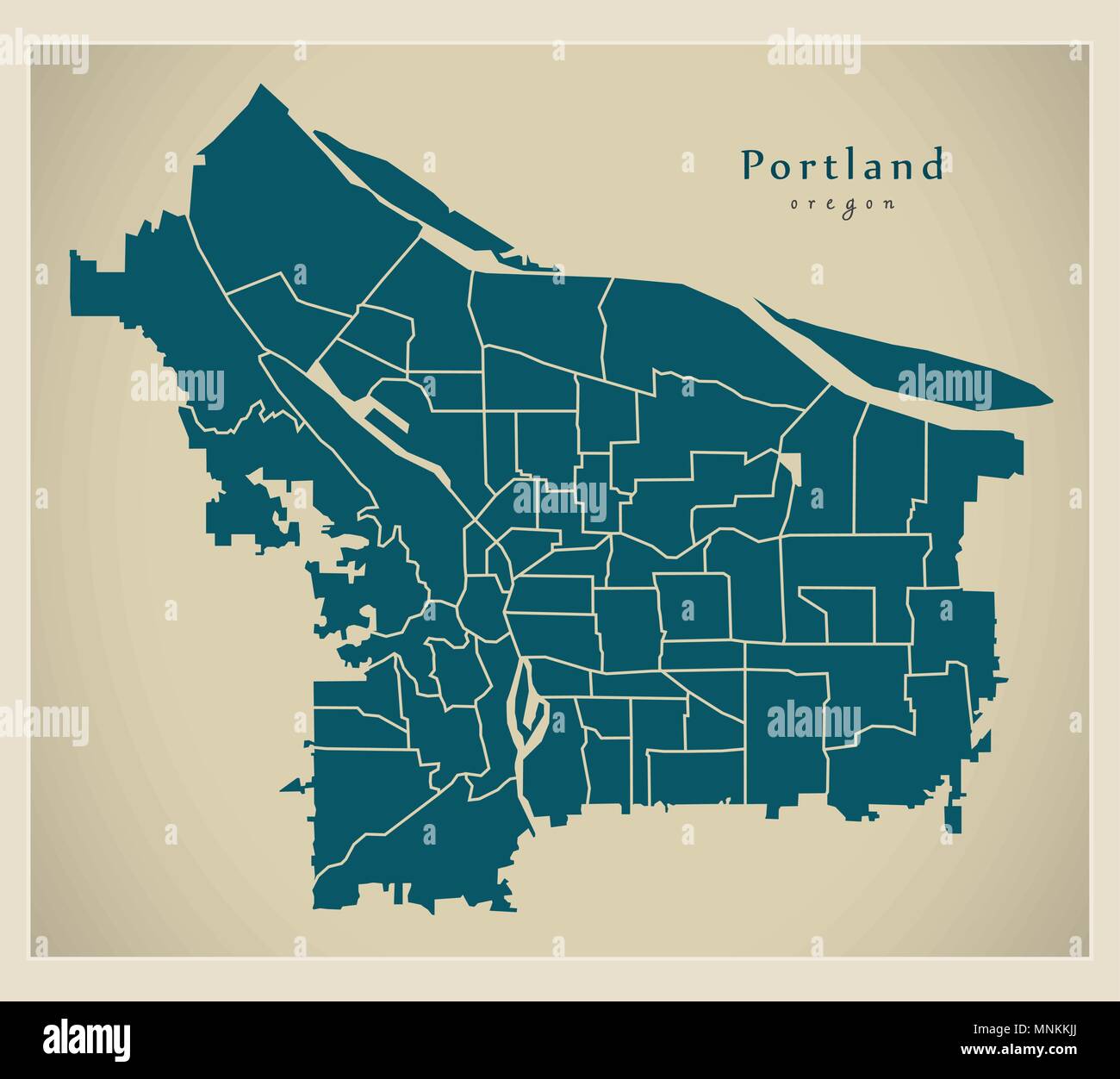 Carte Des Tats Unis De Portland Oregon Banque De Photographies Et D Plan De La Ville Moderne Ville De Portland Oregon Aux Etats Unis Par Les Quartiers Mnkkjj 