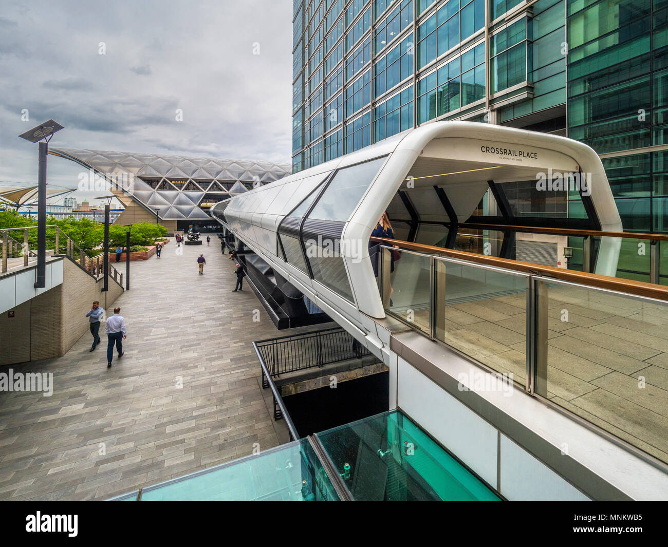 Adams pont Plaza, entrée à traverse Place, Canary Wharf, London, UK. Banque D'Images