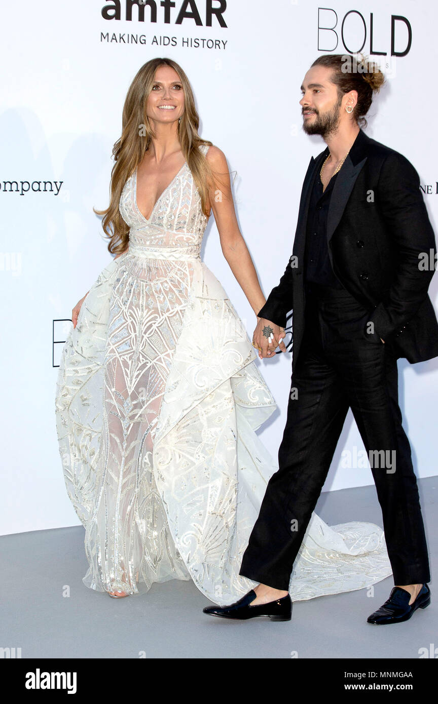 Heidi Klum et Tom Kaulitz de Tokio Hotel à l'amfAR's Cinema Against Aids 25 lors du Gala du 71e Festival de Cannes à l'Hôtel du Cap-Eden-Roc le 17 mai 2018 à Antibes, France Banque D'Images