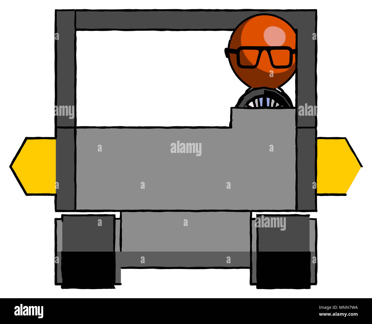 Scientifique médecin Orange homme conduisant des véhicules à chenilles amphibie vue avant. Banque D'Images