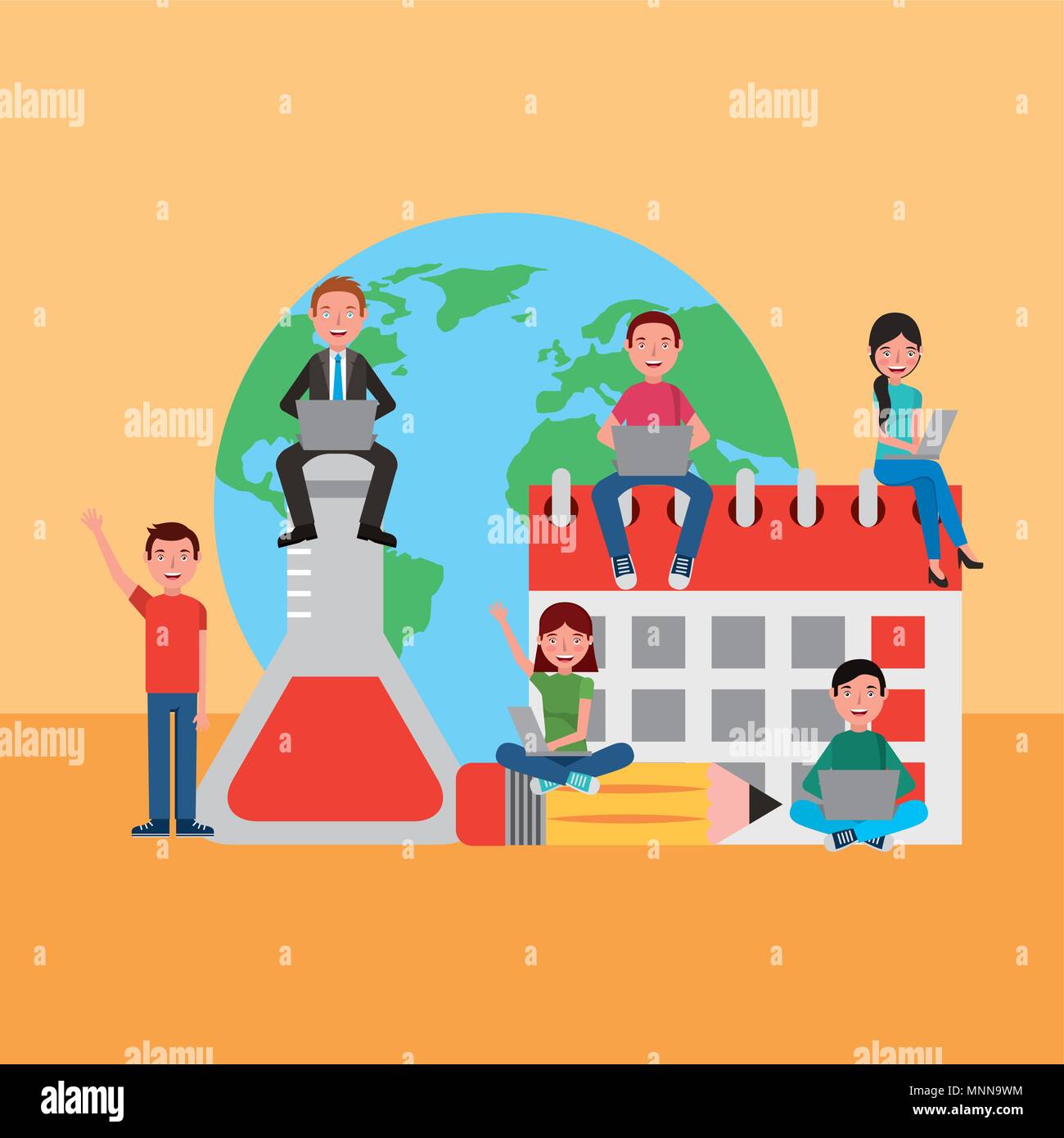 Les personnes qui apprennent l'éducation liée Illustration de Vecteur