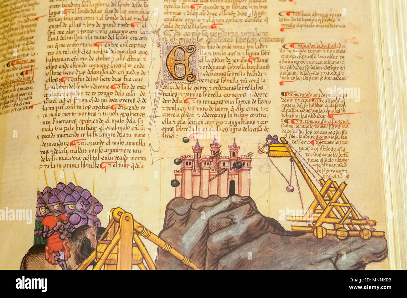 La Bible d'albe télécopieur, l'année 1430, première traduction de l'ancien testament fait à partir de l'hébreu à mediavel castillan, maintenant l'espagnol, le Musée de l'histoire juive, Giro Banque D'Images
