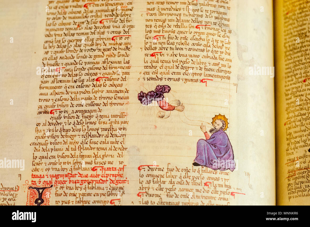 La Bible d'albe télécopieur, l'année 1430, première traduction de l'ancien testament fait à partir de l'hébreu à mediavel castillan, maintenant l'espagnol, le Musée de l'histoire juive, Giro Banque D'Images