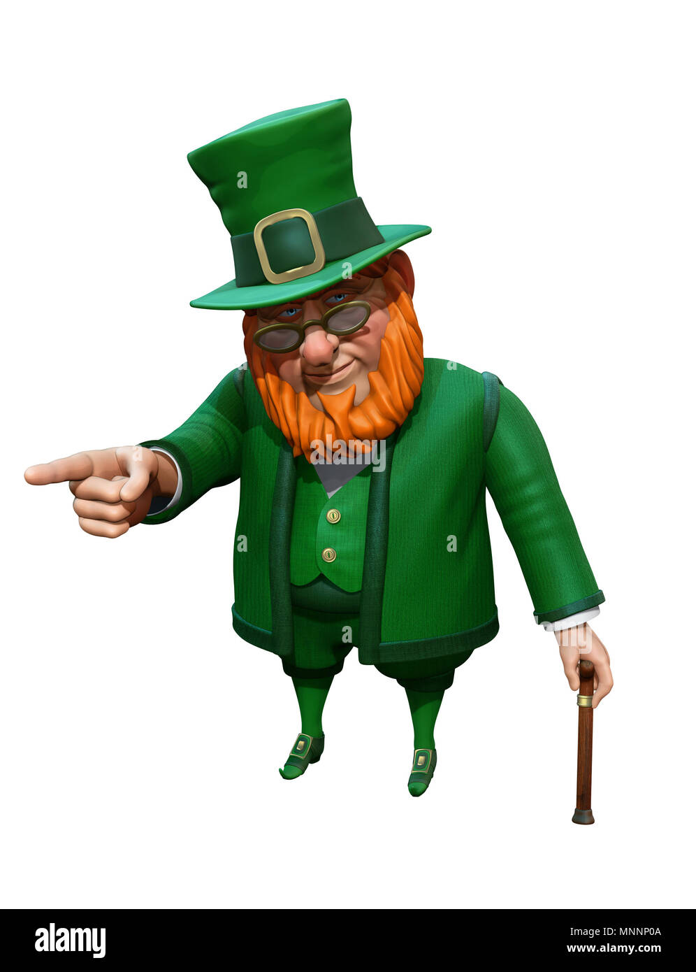 Funny leprechaun costume vert et un chapeau en pointant avec son doigt. 3D  illustration Photo Stock - Alamy