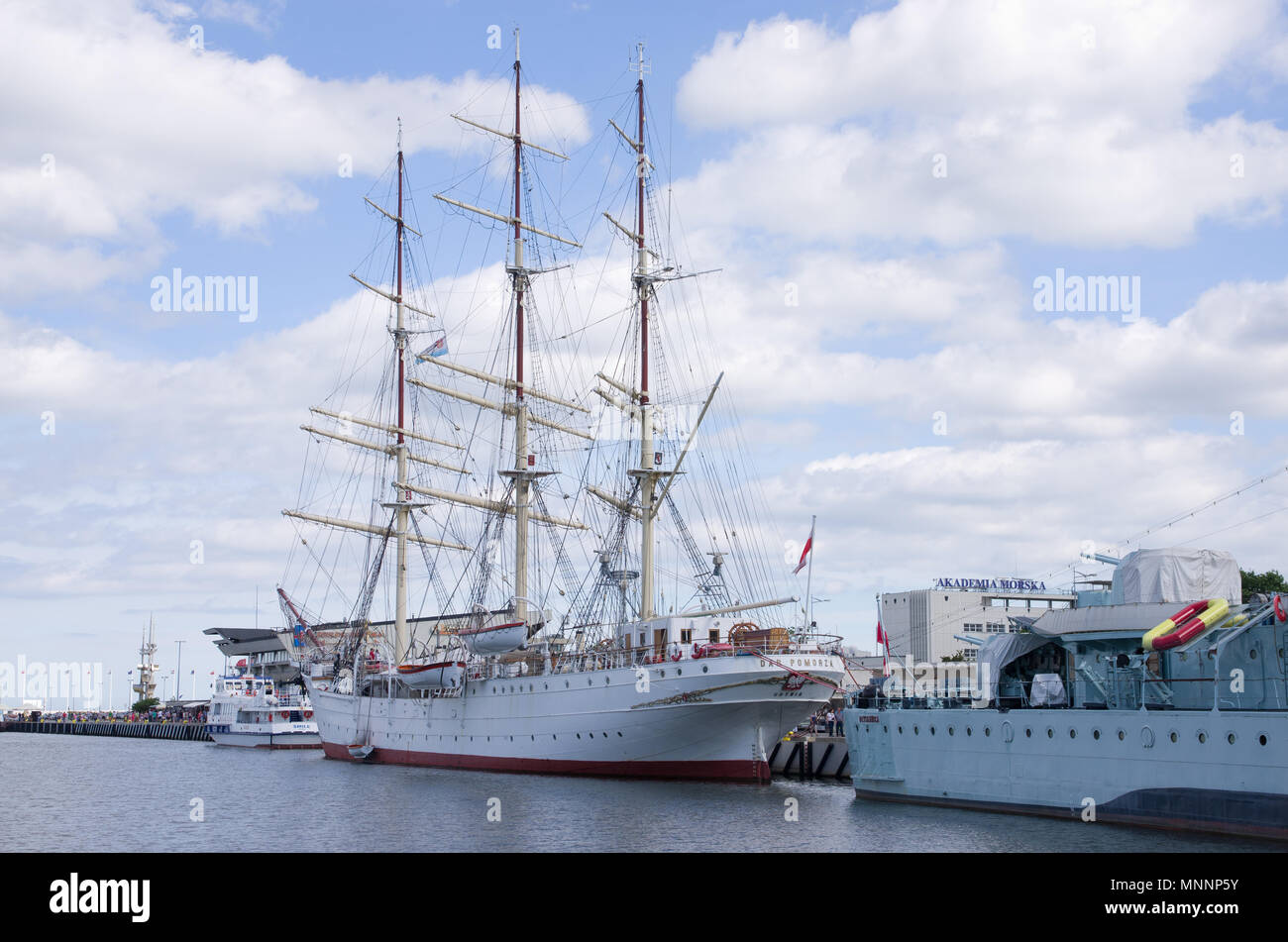 Gdynia, Pologne - Juin 2017 : Dar Pomorza à Gdynia. Une fois qu'il a été acheté par le public pour l'École maritime de Gdynia. Aujourd'hui, c'est un bateau musée. C'est Banque D'Images