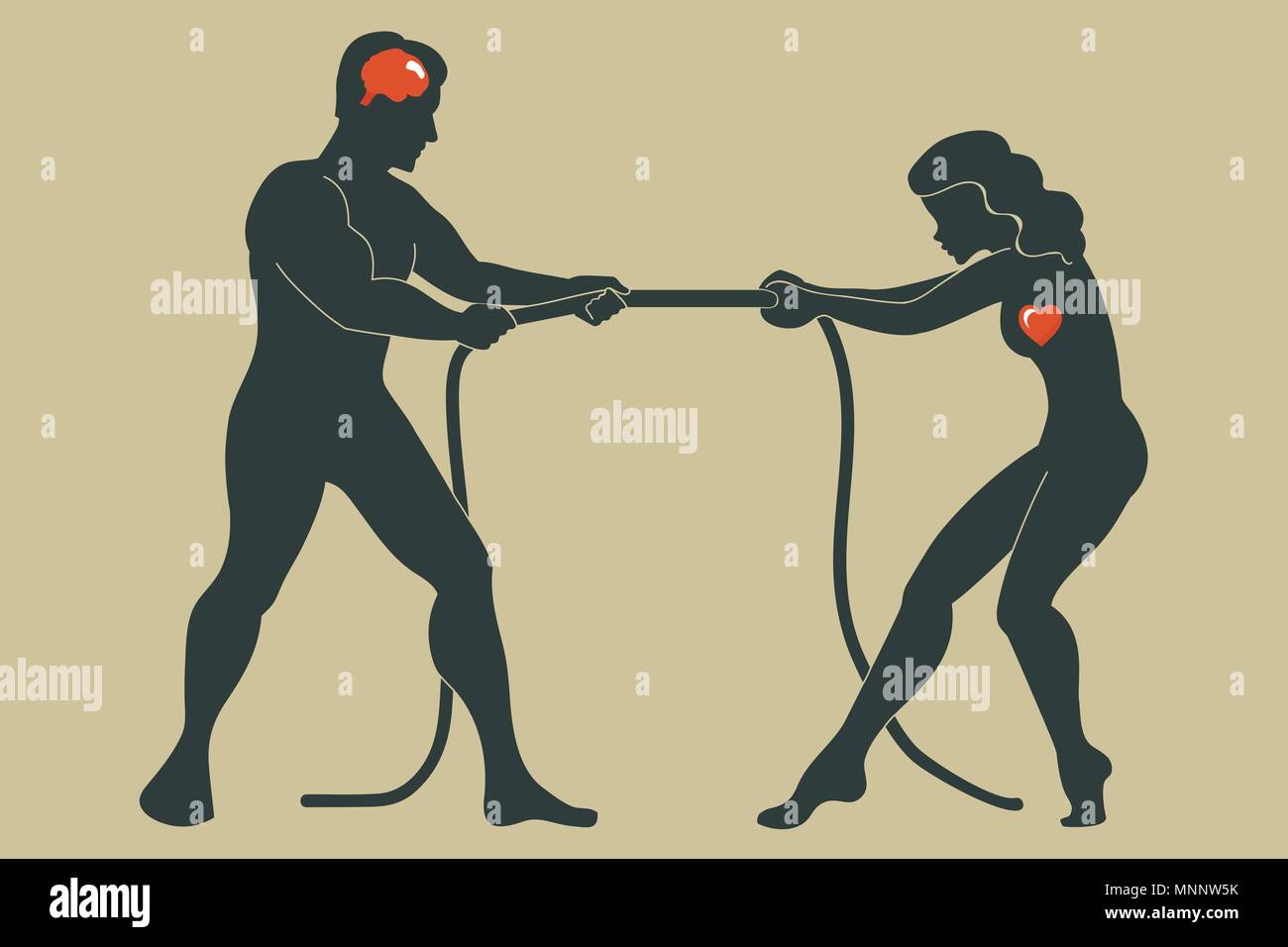 L'homme et la femme concept. L'affrontement entre les sexes Illustration de Vecteur